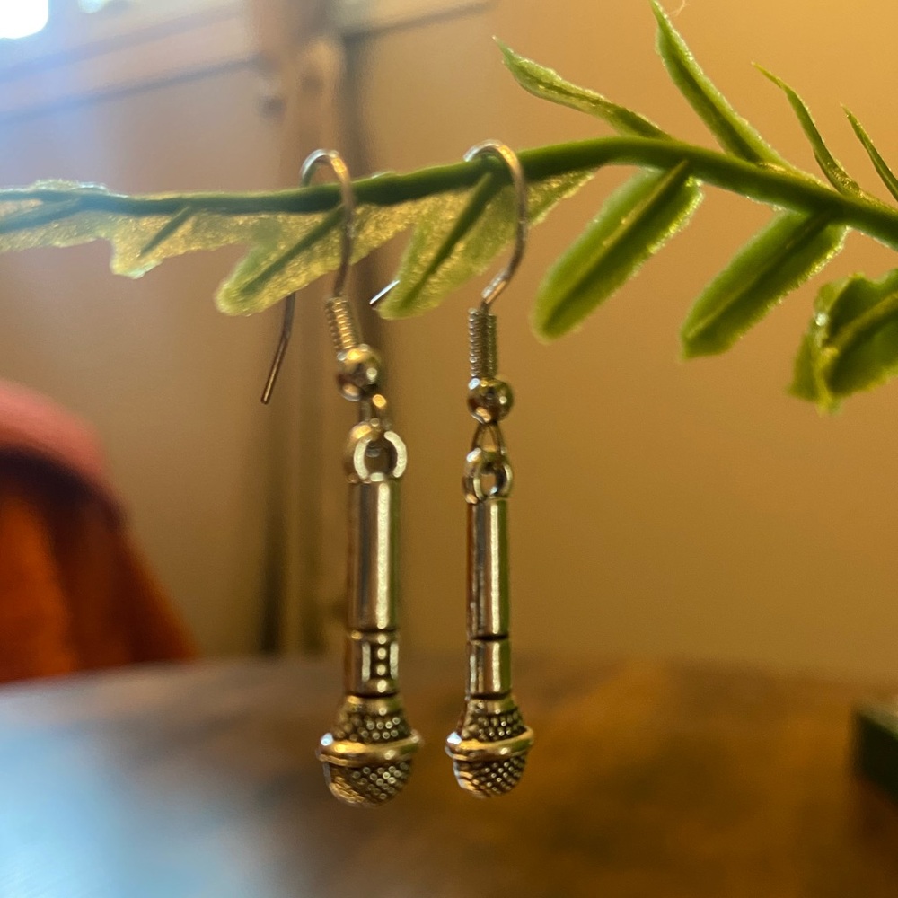 Silver Microphone Earrings